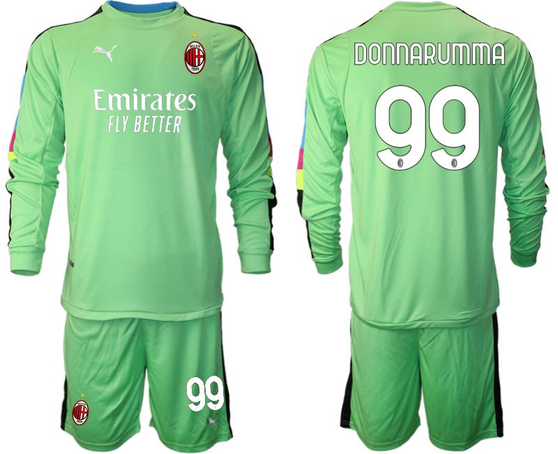 Men 2020-2021 club AC milan fruit green goalkeeper long sleeve #99 Soccer Jerseys